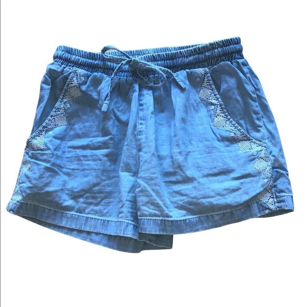 Mudpie Chambray Embroidered Shorts